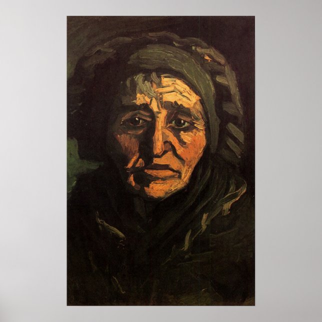 Head of Peasant Woman Lace Cap by Vincent van Gogh Poster (Front)