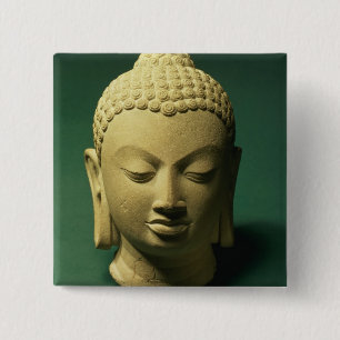 Head of the Buddha, Sarnath (sandstone) 15 Cm Square Badge