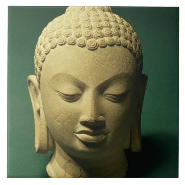 Head of the Buddha, Sarnath (sandstone) Ceramic Tile (Front)