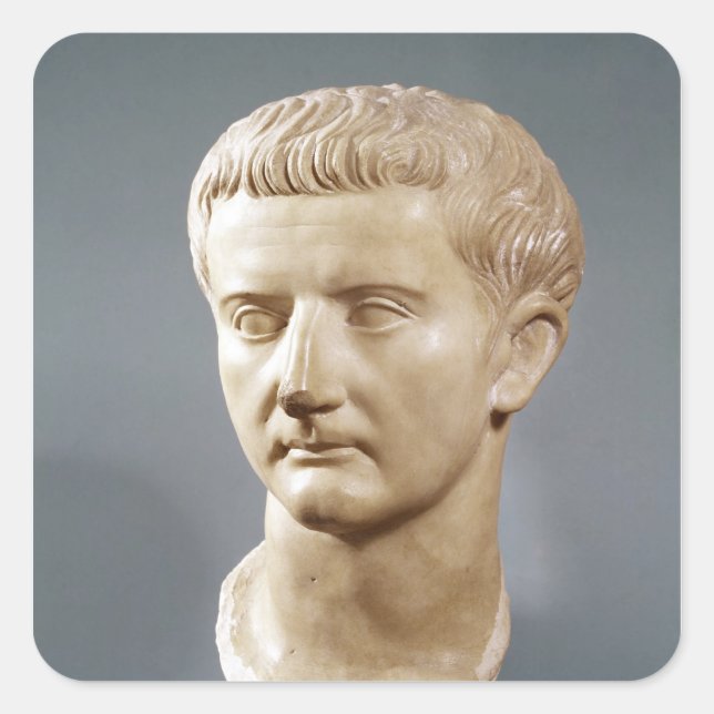 Head of the Emperor Tiberius Square Sticker (Front)