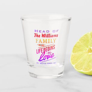 Head of The Family Love Never Ends Shot Glass