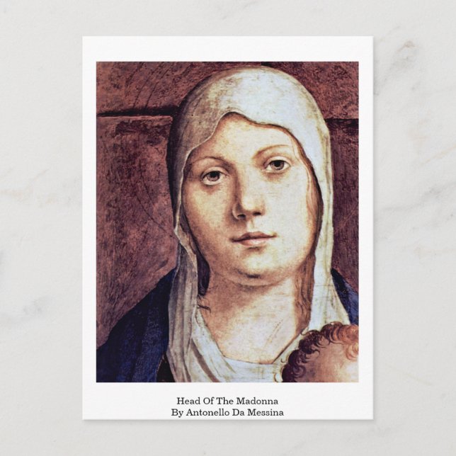 Head Of The Madonna By Antonello Da Messina Postcard (Front)