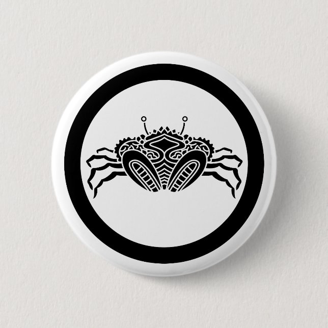 Head-on sea crab in circle 6 cm round badge (Front)