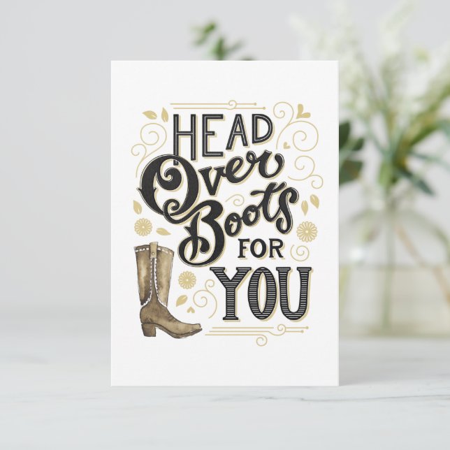 Head Over Boots For You Thank You Card (Standing Front)