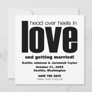 Head Over Heels Save the Date Invite, Black Invitation