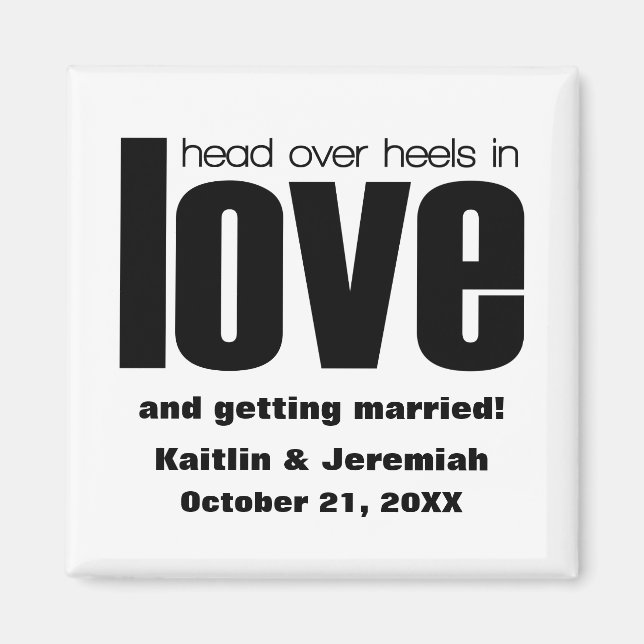Head Over Heels Save the Date Magnet, Black Magnet (Front)