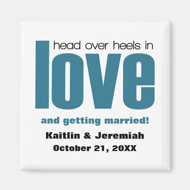 Head Over Heels Save the Date Magnet, Blue Magnet (Front)