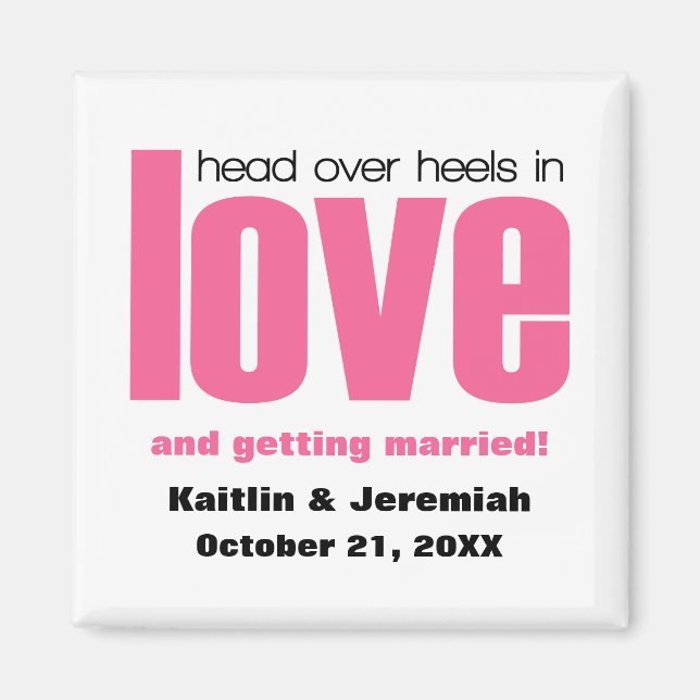 Head Over Heels Save the Date Magnet, Pink Magnet (Front)