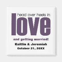 Head Over Heels Save the Date Magnet, Purple
