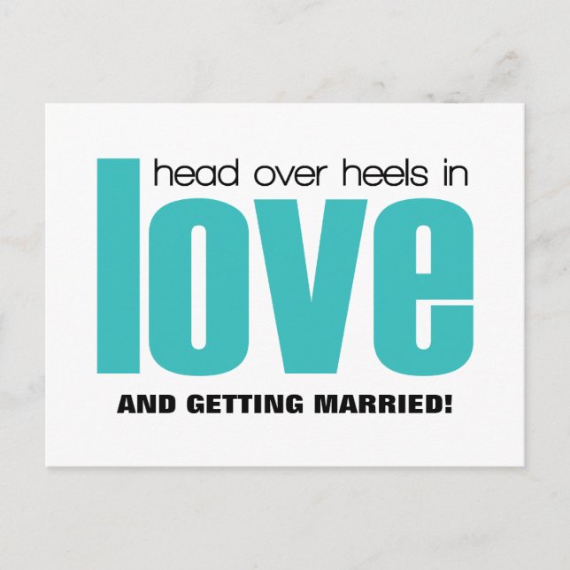 Head Over Heels Save the Date Postcard, Aqua Announcement Postcard (Front)