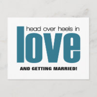 Head Over Heels Save the Date Postcard, Blue