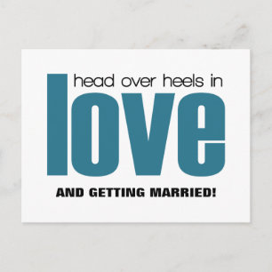Head Over Heels Save the Date Postcard, Blue Announcement Postcard