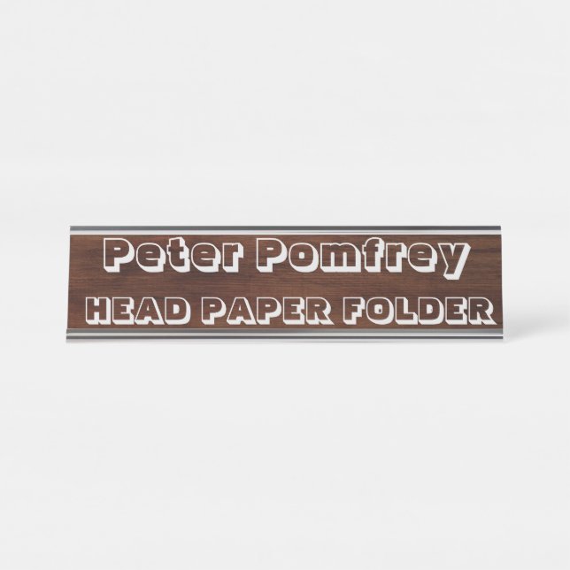 Head Paper Folder - funny, novelty desk plate Desk Name Plate (Front)