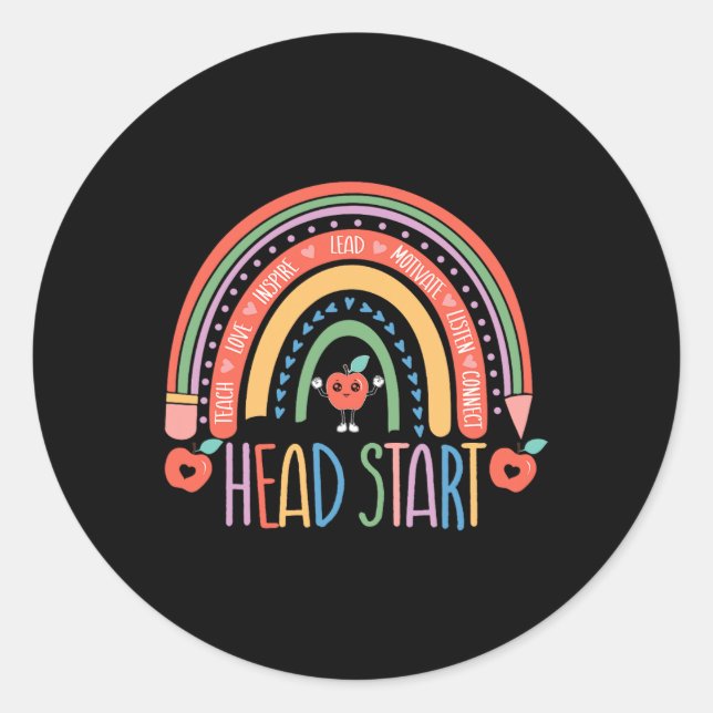 Head Start Rainbow - Ck To School - Headstart Teac Classic Round Sticker (Front)