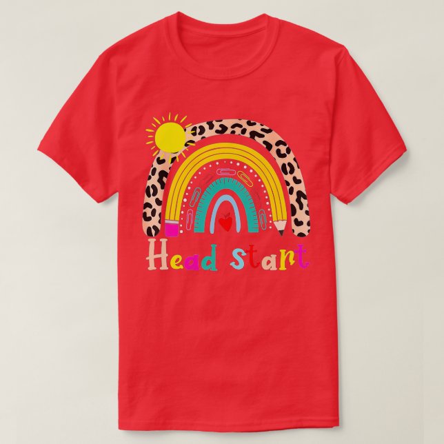 Head Start Teacher Leopard Rainbow Head Start Teac T-Shirt (Design Front)