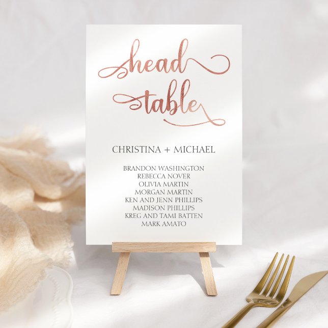 Head Table Rose Gold Wedding Seating Chart 3.5x5 Table Number (Creator Uploaded)