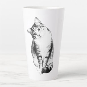 Head Tilt Tabby Cat Monochrome Art Mug