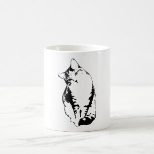Head Tilt Tabby Cat Monochrome Art Mug