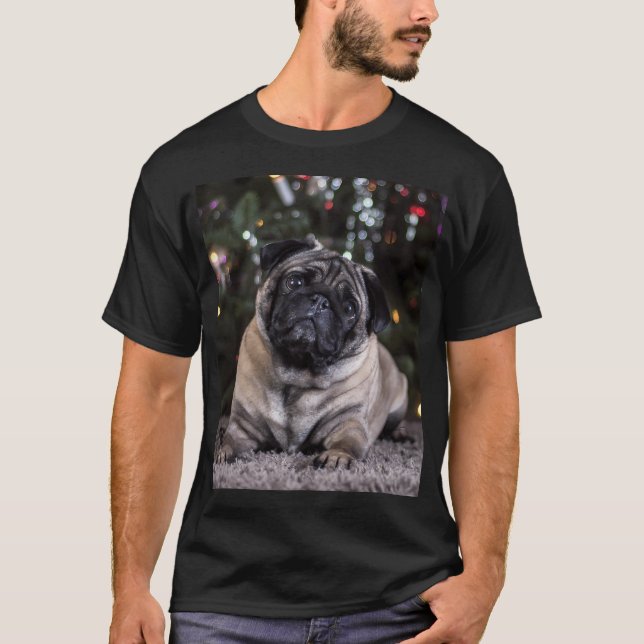 Head Tilting Pug Dog T-Shirt (Front)