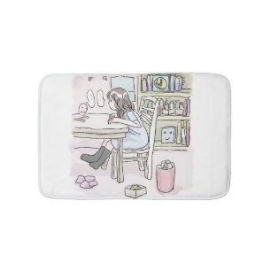 head to a table bath mat