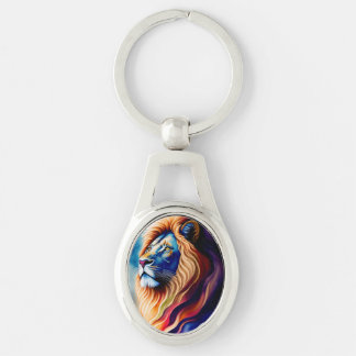 Head White Lion Colourful Art Key Ring