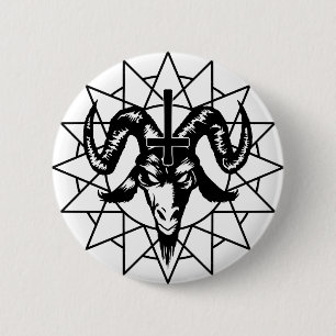 Head with Chaos Star (black) 6 Cm Round Badge