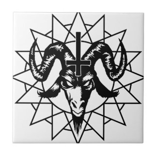 Head with Chaos Star (black) Ceramic Tile
