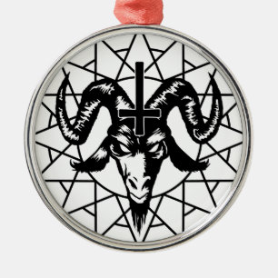 Head with Chaos Star (black) Metal Tree Decoration