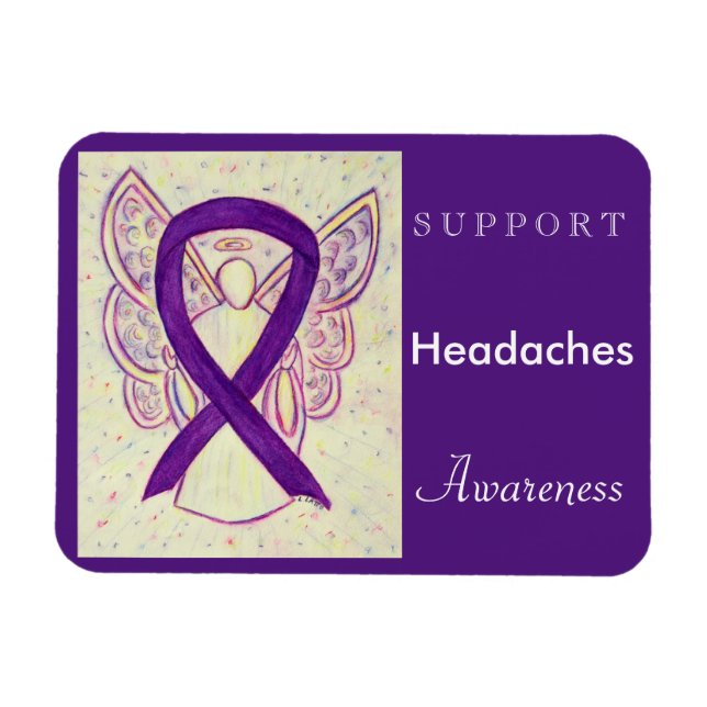 Headaches Awareness Ribbon Angel Custom Magnet (Horizontal)
