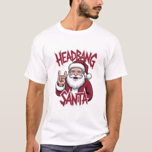 Headbang Santa Rock Metal Music Devil Horn Music T-Shirt