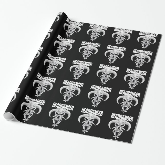 Headbanger Skull Wrapping Paper (Unrolled)