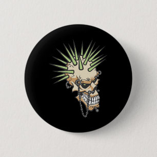 Headbangers Pierced Eyebrow Nose Skull 6 Cm Round Badge