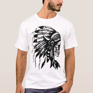 Headdress Skull Native American Feathers Indian Tr T-Shirt