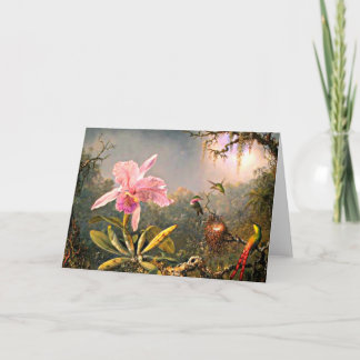 Heade - Cattleya Orchid and Three Hummingbirds  Card