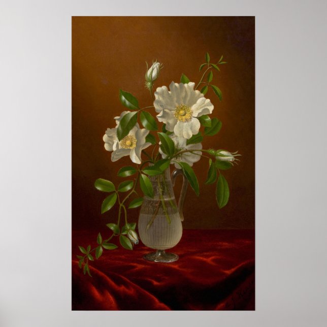 Heade - Cherokee Roses In A Glass Vase Poster (Front)