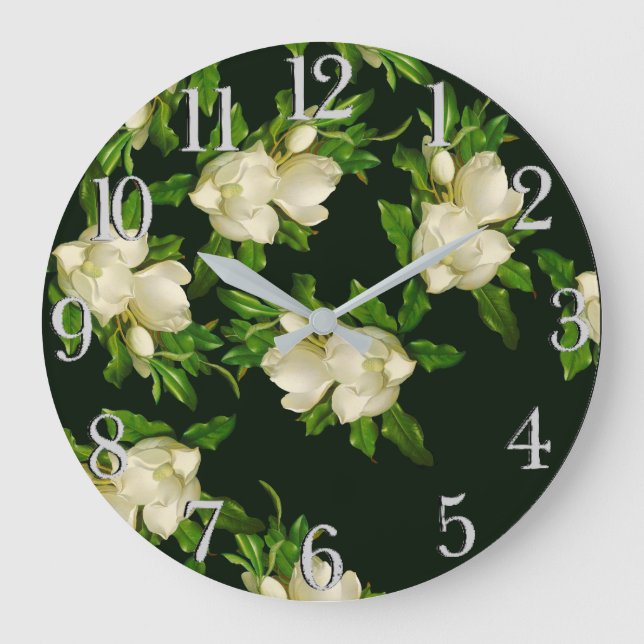 Heade Magnolia Flower Blossoms Wall Clock (Front)