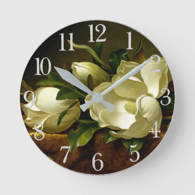 Heade Magnolia Flower Gold Velvet Wall Clock (Front)
