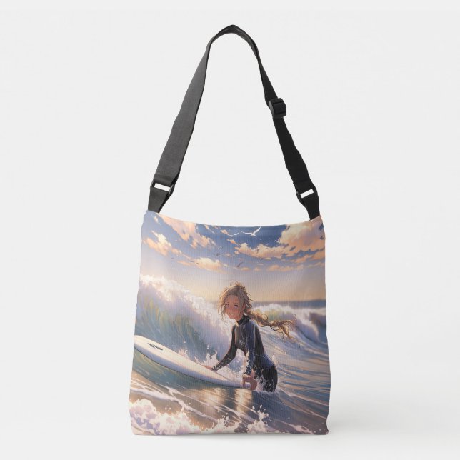 Heading out to catch a wave crossbody bag (Front)