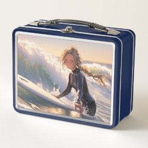 Heading out to catch a wave metal lunch box
