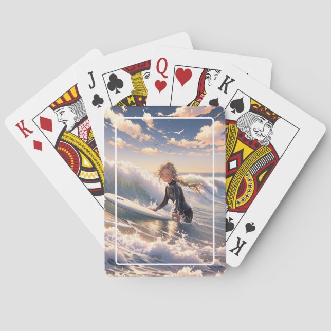 Heading out to catch a wave playing cards (Back)