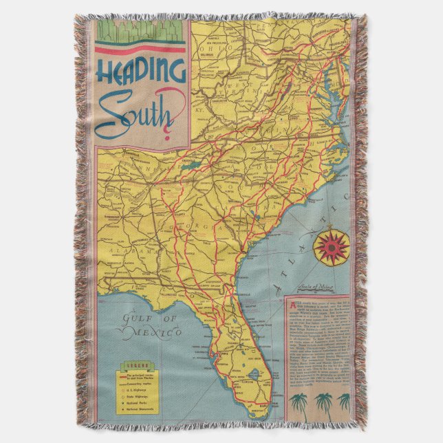 Heading South - East Coast United States Throw Blanket (Front Vertical)