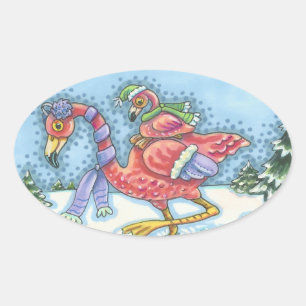 HEADING SOUTH PINK FLAMINGOS HOLIDAY STICKERS