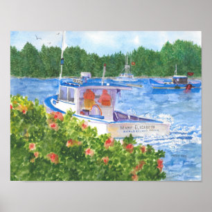 Heading to Sell the Lobsters Beals Is Maine Poster