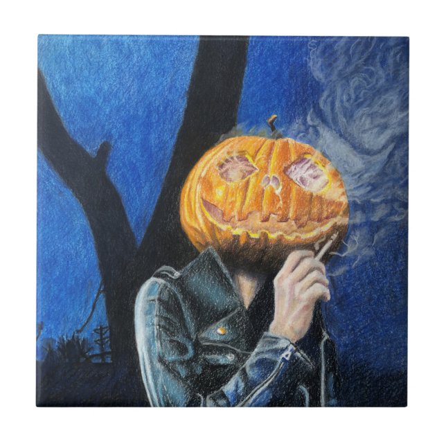 Headless Biker Ceramic Tile (Front)