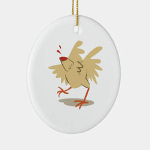 Headless Chicken Ceramic Ornament