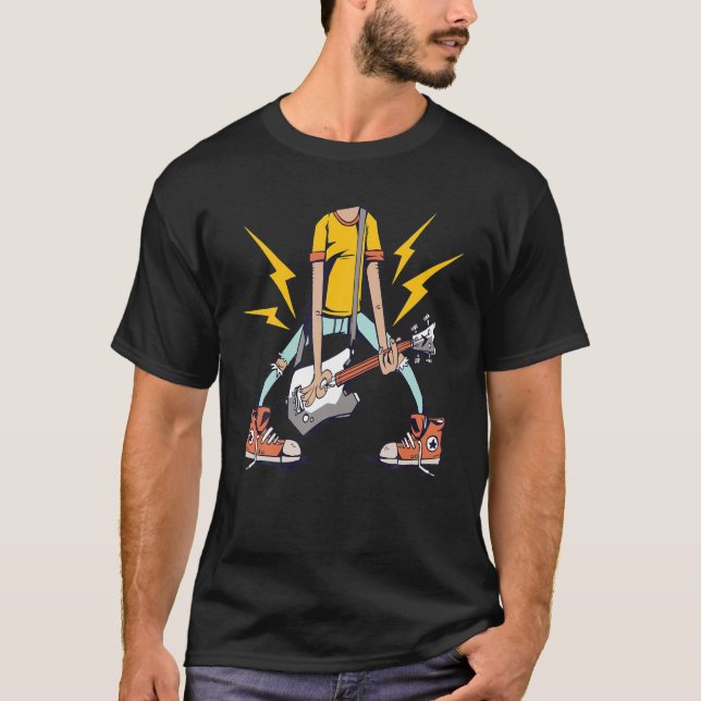 Headless Guitarist Design For Guitar, Bass, Player T-Shirt (Front)