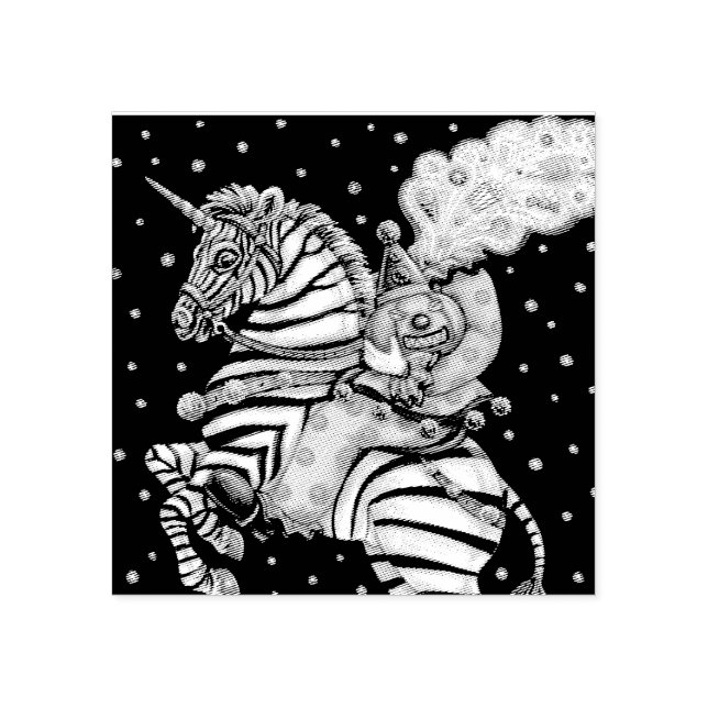 HEADLESS HORSEMAN CLOWN ON ZEBRA RUBBER STAMP (Imprint)