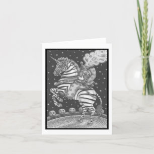 HEADLESS HORSEMAN CLOWN, ZEBRA GREETING NOTE CARD