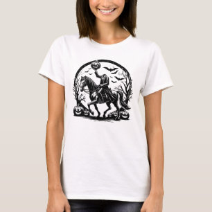 Headless Horseman Halloween Circle Design T-Shirt