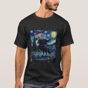 Headless Horseman Halloween Scary Pumpkin Starry N T-Shirt